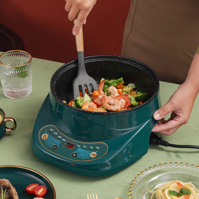 Multi-functional integrated electric wok stir-frying pan stir-frying pot home dormitory cooking dish small non-stick pan plug in 1-2 people 3-4