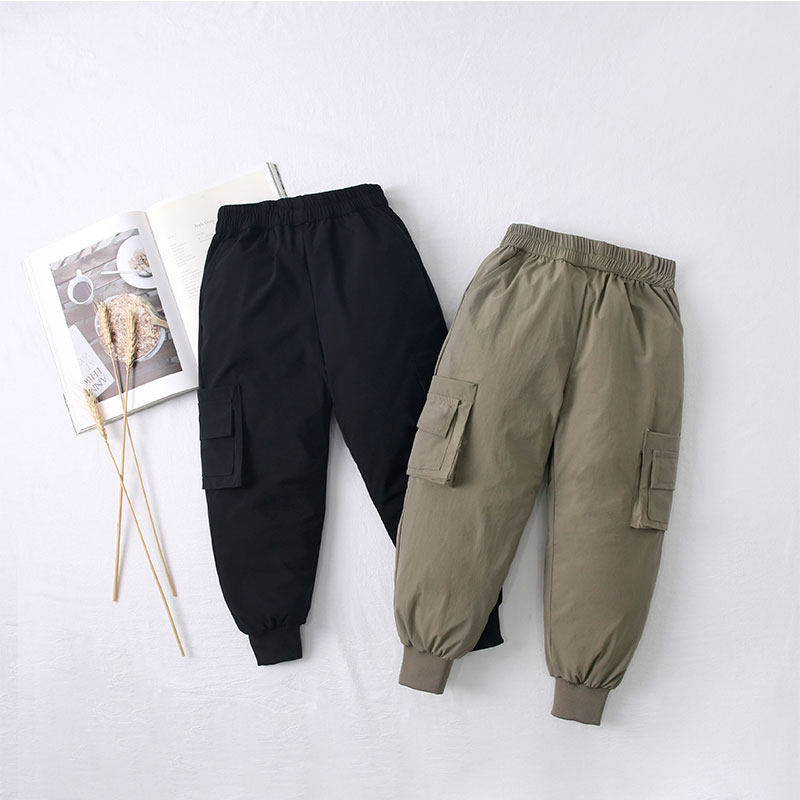 High play children's down pants baby boy girl's down long pants thicken CUHK boy outside wearing warm elastic