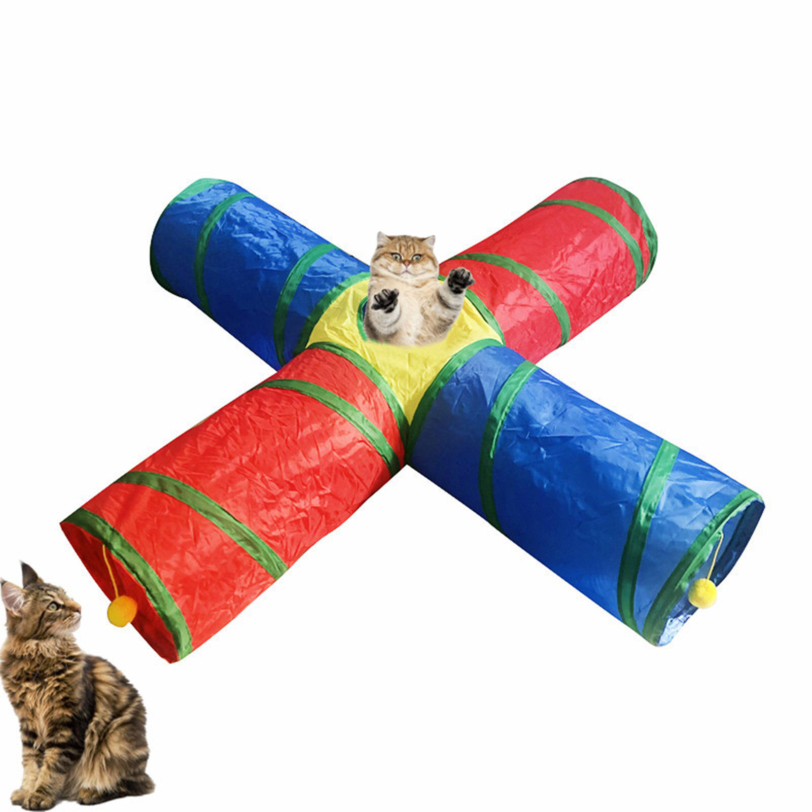 Cat self-hey tunnel rolling dragon chase and play to relieve boredom educational toys channel rainbow-colored entertainment drill hole sneak attack