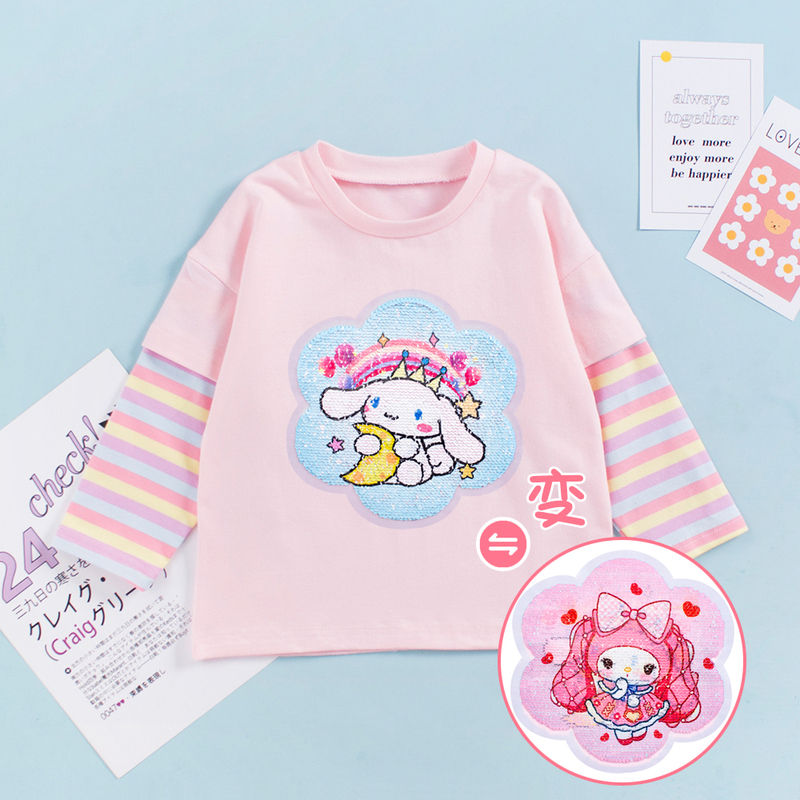 Girls' Long-Sleeved T-Shirt Spring Outfit Puppy Clothes Sequin Color-Changing Stylish Korean Version T-Shirt Children's Fashionable Rabbit Clothing Girls' Long-Sleeved T-Shirt Spring Outfit Puppy Clothes Sequin Color-Changing Stylish Korean Version T-Shirt Children's Fashionable Rabbit Clothing