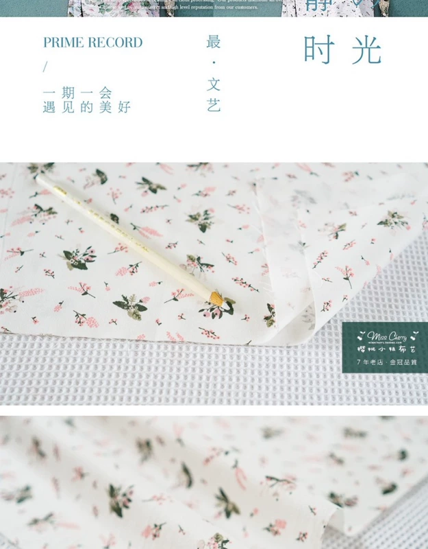 Hoa mẫu đơn cỏ lúa mì khói màu hồng Hoa mẫu đơn nhỏ bông bông twill thủ công DIY vải xw209 - Vải vải tự làm