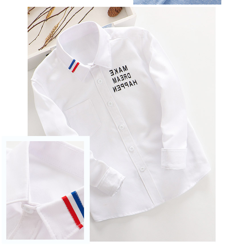 Áo sơ mi trẻ em cotton dài tay mùa xuân và mùa thu Trẻ em mặc áo sơ mi bé trai lớn 2019 áo sơ mi trắng cho bé - Áo sơ mi thời trang cho bé