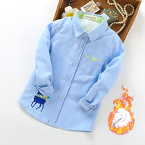 Boys  shirt long sleeve 2020 autumn and winter new childrens clothing medium and large childrens childrens baby velvet thickened casual shirt