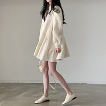 2022 Gestational Woman Dress Cotton Spring Autumn Dress Flap Long Sleeve Fluffy Splicing Shirt Small Sub Loose Pregnant Woman Dress Dress