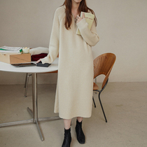 Pregnancy Woman Dress Spring Dress Polo Casual Pure Color Loose temperament Long style Knit Bottom Sweater Commuter Dress dress