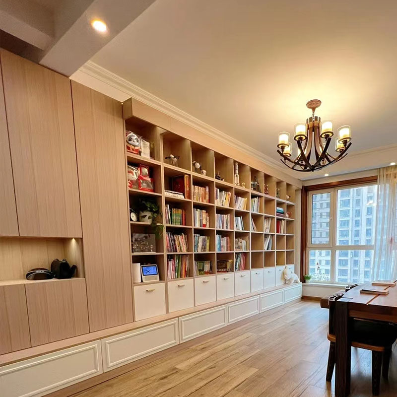 Creative full wall solid wood bookcase living room to the top one whole wall library bookshelf large capacity customizable TV cabinet