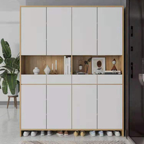Door porch shoe cabinet Nordic integrated home entry locker modern minimalist solid wood shoe stool assembly hall cabinet
