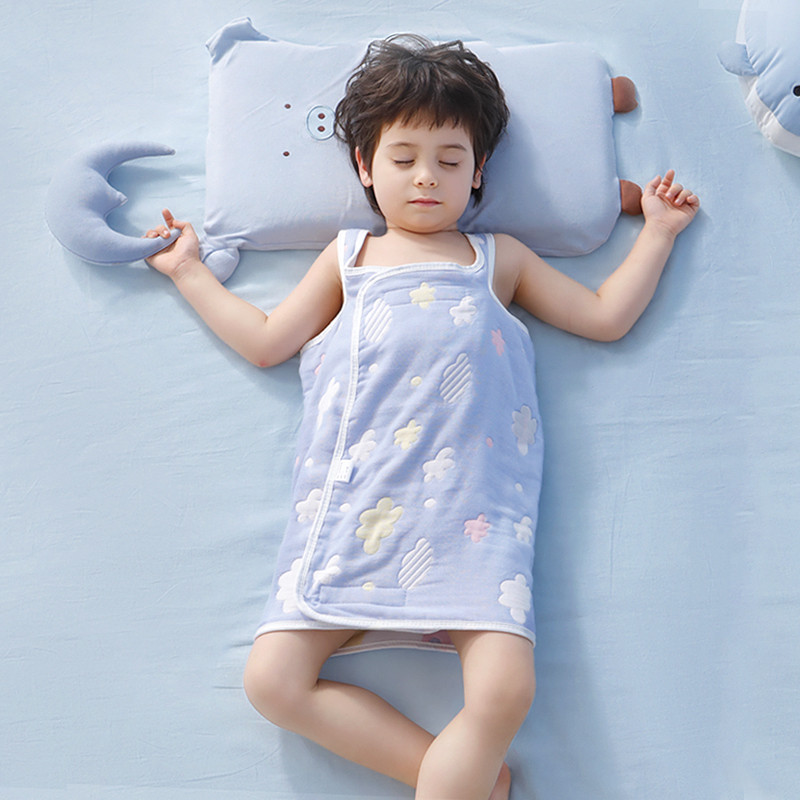 婴儿睡袋夏季薄款宝宝睡觉护肚子神器儿童防踢被肚兜围纱布防着凉