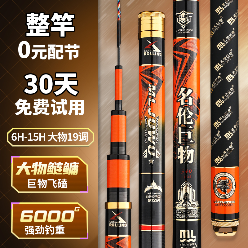 Hong Kong Minglun Giant Fish Rod Ultra Light Hard 6H8H19 Grade Black Pit Fly Fishing Rod for Big Fish Official Flagship