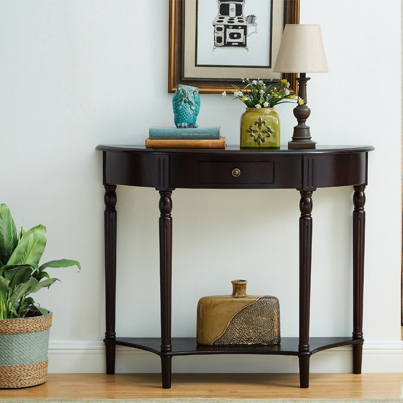 American-style porch table semi-circular table porch cabinet aisle cabinet narrow side table entrance porch table long strip cabinet against the wall solid wood