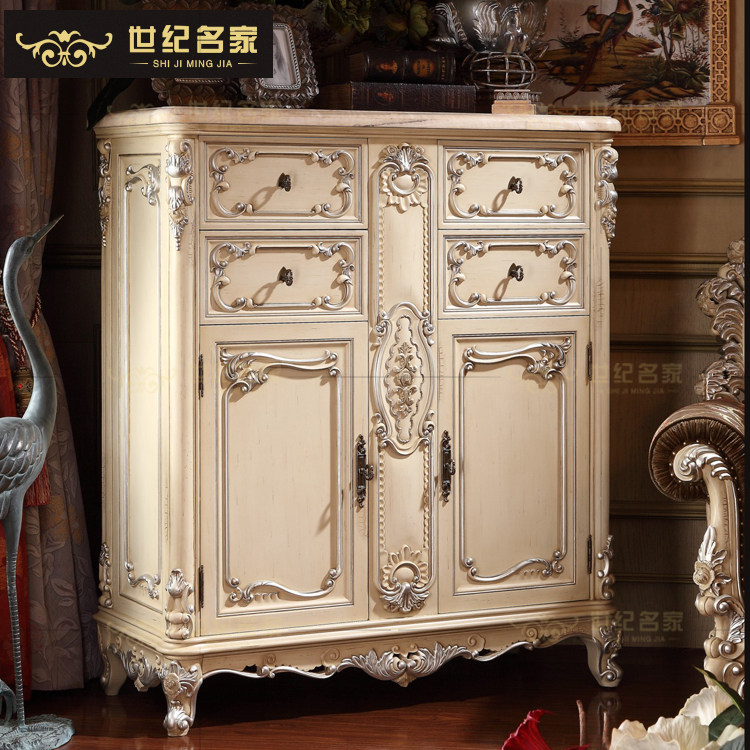 Entry European style shoe cabinet 2021 new porch cabinet neo-classical luxury hall cabinet balcony locker with side-by-side doors