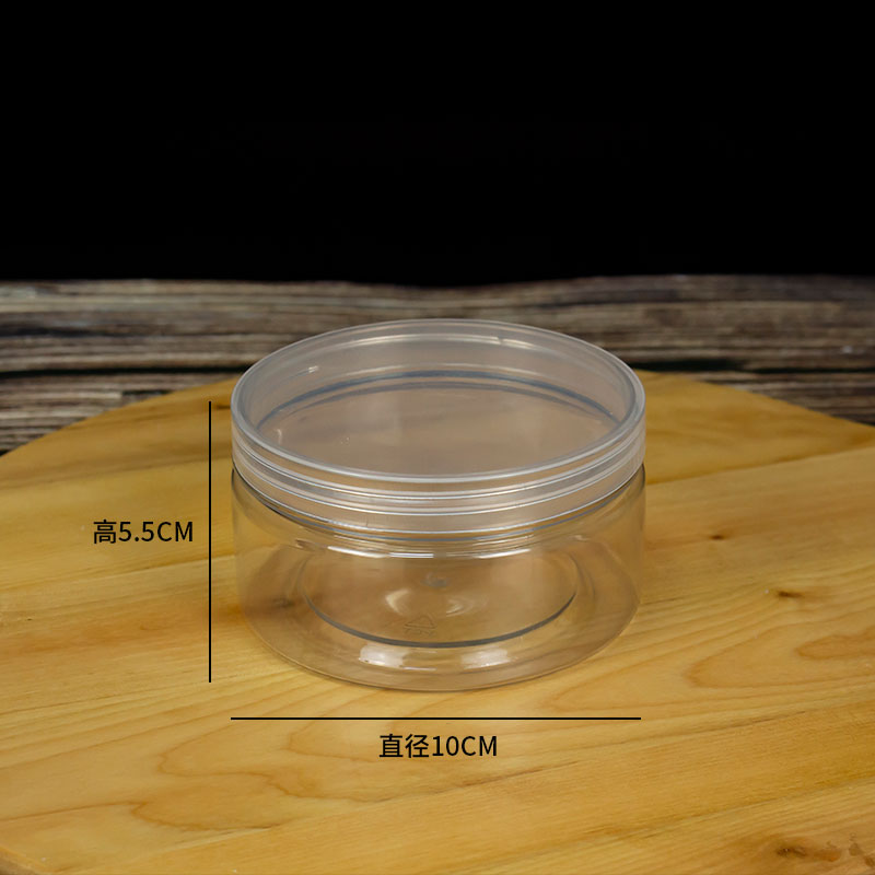 Diameter 10 * 5.5 Fully Transparent (495 Pieces / Box)Cookies Biscuit bucket Plastic transparent candy a snack jar nougat Snow crisp seal up packing box milk Jujube Bottle & Can