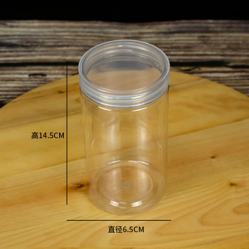 Diameter 6.5 * 14.5 Fully Transparent (432 Pieces / Box)Cookies Biscuit bucket Plastic transparent candy a snack jar nougat Snow crisp seal up packing box milk Jujube Bottle & Can