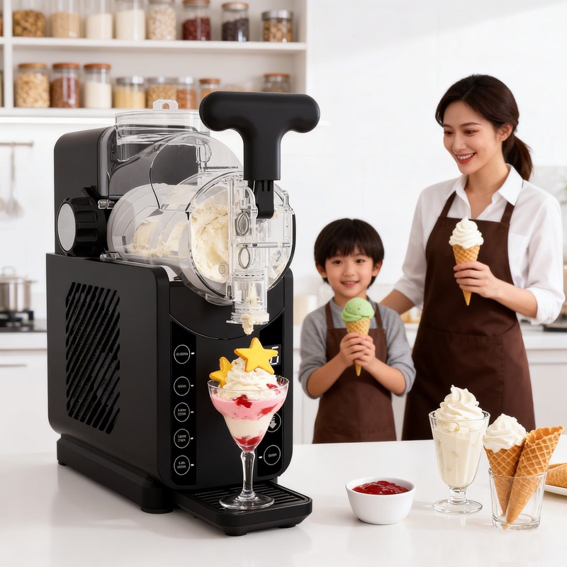 Ice Cream Machine, Household and Commercial Small Fully Automatic Ice Maker, Smoothie Machine, Juice Slush Cold Drink Machine for Stalls