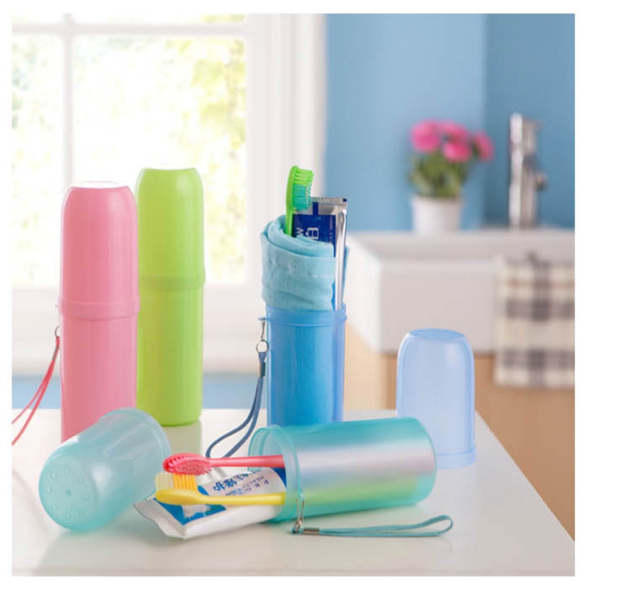 Du lịch di động rửa cốc bàn chải đánh răng hộp kem đánh răng xô đặt bàn chải đánh răng cốc vài miệng ly ly của khách sạn cung cấp - Rửa sạch / Chăm sóc vật tư túi đựng đồ trang điểm trong suốt