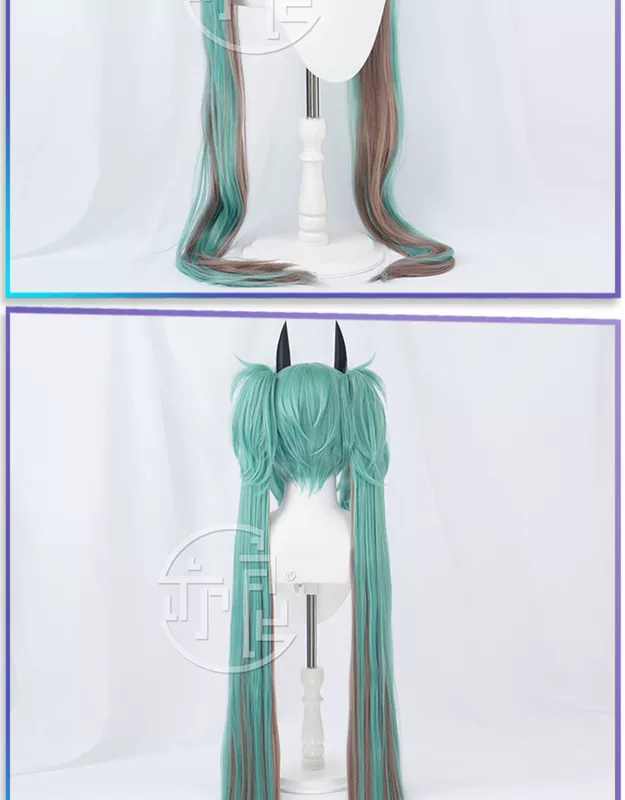 Yi Liang Hatsune Miku Gấu Trúc Nhỏ Hatsune cosplay tóc giả MIKU sừng mũ phụ kiện nổi bật đôi kiểu tóc đuôi ngựa