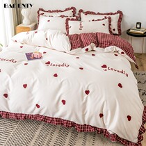 ins Nordic spring autumn four pieces of bed sheet Quilt Cover Girl Hearts Bed Ogasawara Bedding Princess Wind Sweetness Three Sets