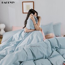 Fresh pure cotton bunk bedding 4 pieces of cover 1 5m1 8 m bed hat full cotton minimalist bed cover nude sleeping kit