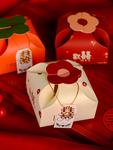 Xiaohongshu Persimmon Fancy Hand Gift Wedding Candies Box