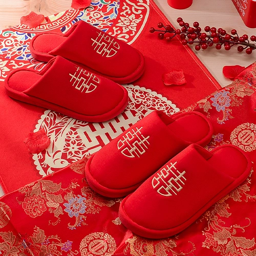 Демисезонные тапочки, праздничнная красная обувь для влюбленных для невесты