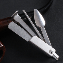 Stainless steel pipe knife three-in-one pipe knife foldable pipe accessories portable keychain cleaning tool press stick