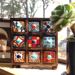 Indian Hand-Painted Ceramic Solid Wood Jewelry Storage Box, a Birthday or Wedding Gift for Best Friends, Couples, or Friends, Niche Decoration
