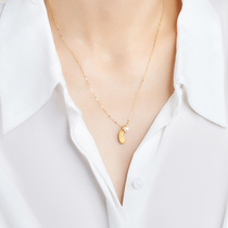 999 pure gold gold feather pendant pearl necklace female 24k pure gold clavicle chain 3D hard gold set chain new small