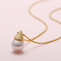 akoya natural sea drops pendant neck chain 18K gold pearl necklace womens temperament is very good