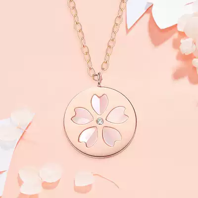 Diamond Qi jewelry Net red 18K rose gold cherry blossom victory set set necklace female AU750 diamond K gold choker