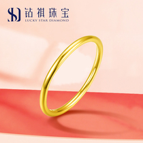 Diamond Kei jewelry 3D hard gold 999 pure gold gold female models three-life III aperture ring plain ring tail ring pair ring