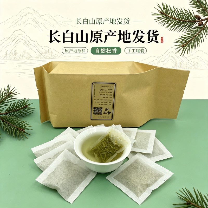 Changbai Mountain Wild Pine Needle Tea  Horse-Tail Pine Needle Tea Whole Pine Tea Health Tea Pine Needle Powder Bagged Tea 250g