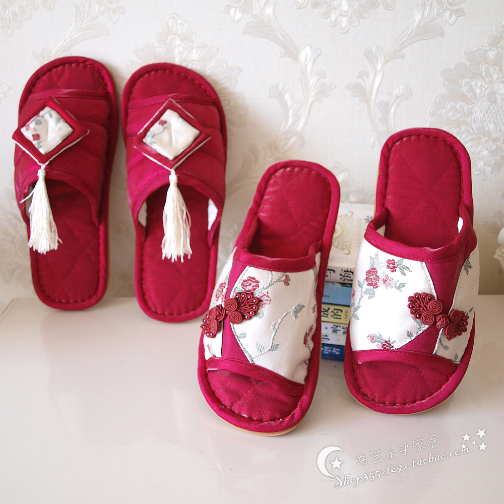 1 Double High-end Cloth Art machine washable slippers Home shoes Men and women Cloth Art Slippers Bull Fascia Palate