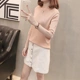 2018 set đồ mới 7 điểm tay áo hạt cạp thấp cổ tròn Áo len nữ mùa xuân và áo len hoang dã - Áo / áo thun áo khoác len