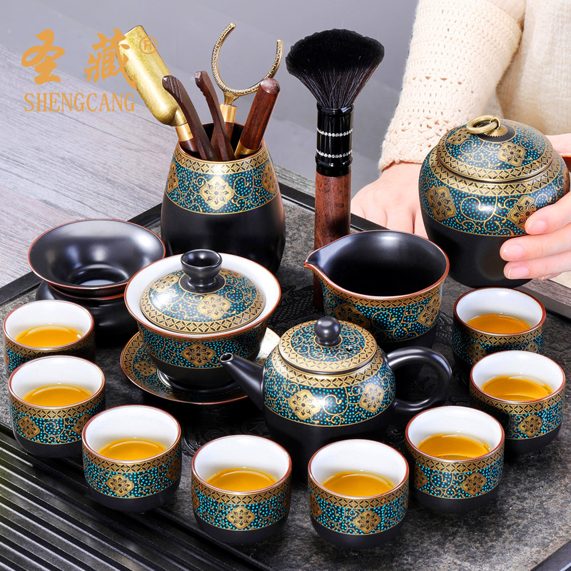 Ceramic kung fu tea set built home office cup lid bowl sitting room tea tea gift boxes