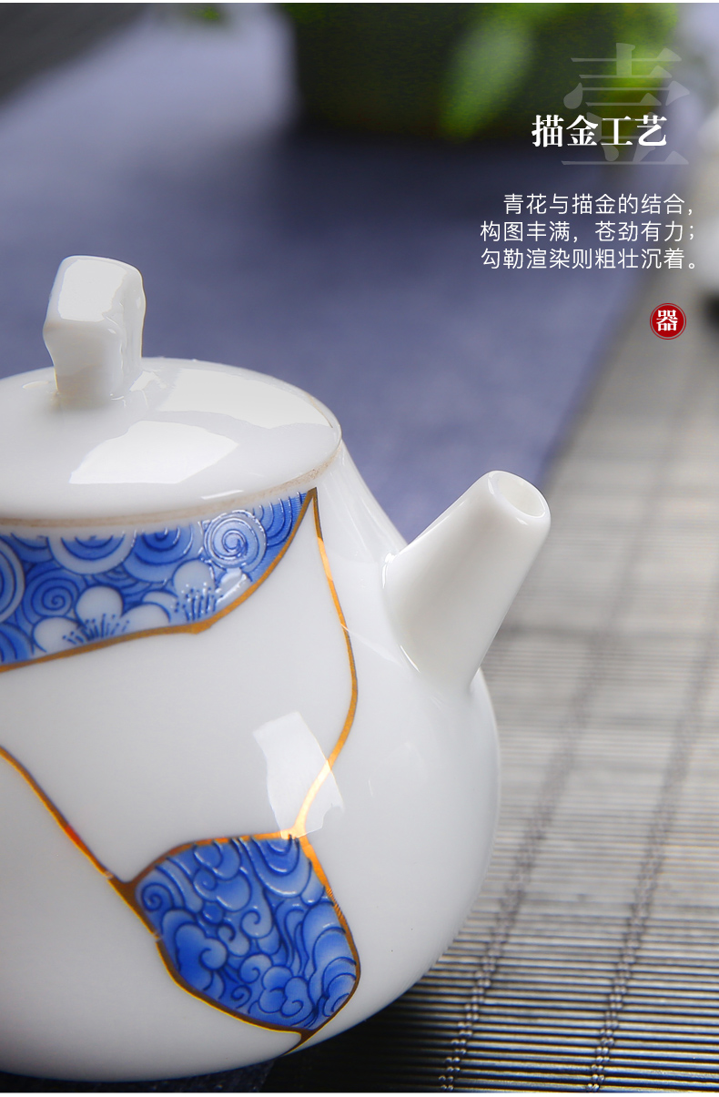 St hidden paint ceramic household single teapot with the household contracted the teapot tea kungfu tea accessories Z