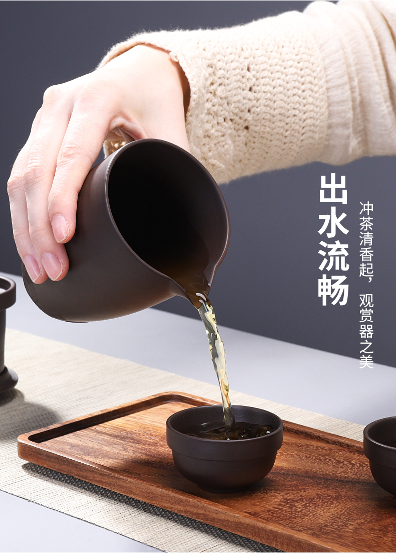 Violet arenaceous a pot of six cups of portable bag travel tea set tea cup car kung fu teapot teacup crack cup