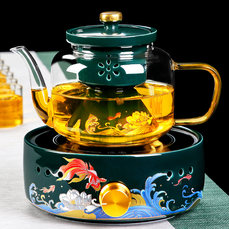 Red Koi Glass Tea Set for household teapot cooking teapot ceramic ceramic ceramic oven heat resistant steam teapot
