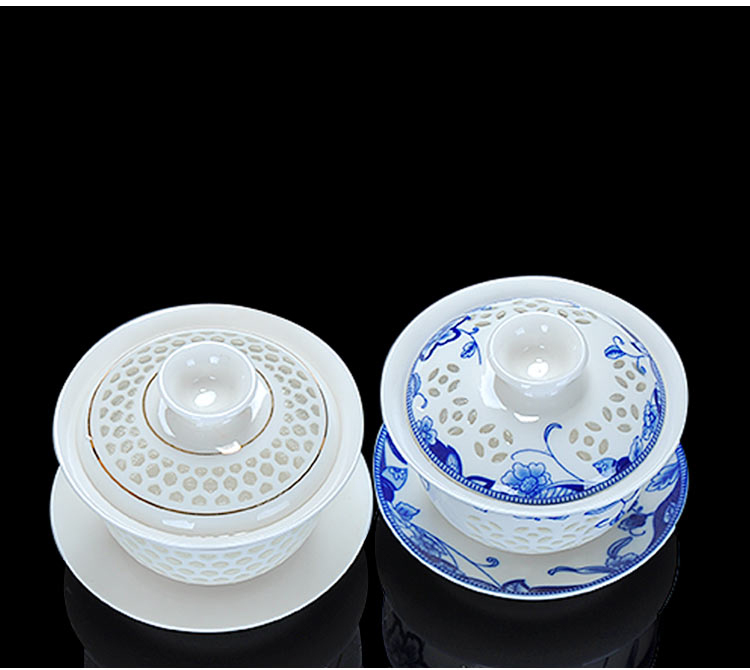 St hidden ceramic bowl tureen only three porcelain bowl to bowl with lid and exquisite hollow out kung fu tea bowl of tea cups