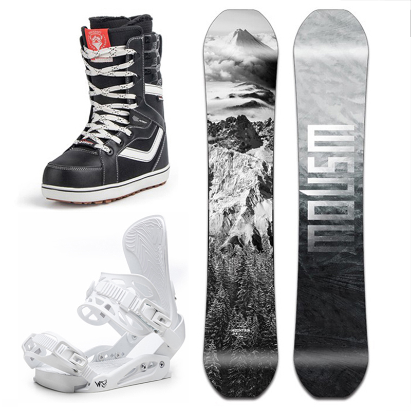 Ws Snowboard Snowboarding Set Flat Board Carving Adult Snowboard Bindings Ski Boots Three-Piece Set