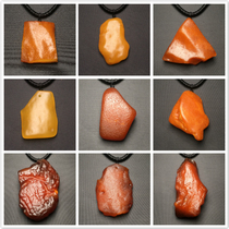 Natural amber beeswax raw stone full leather pendant raw leather raw ore 5-10g brand water drop chicken fat yellow and white flower pendant