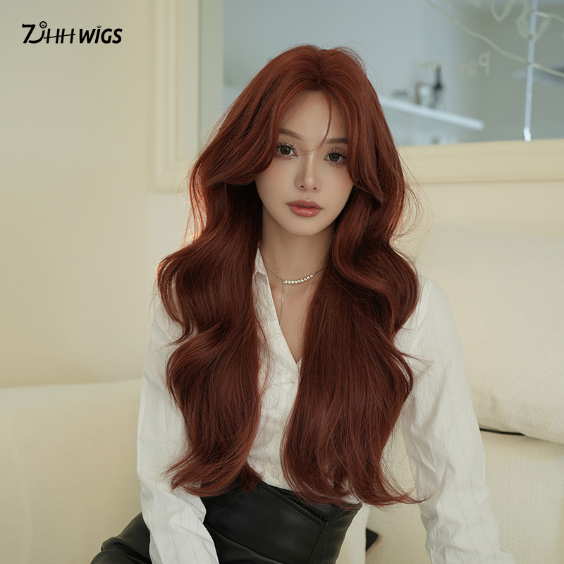 Wig for Women with Long Hair, Full Head Style, Natural and Fashionable, Realistic Hair, Orange-Red, New Style, Large Wavy Long Curly Hair Wig Set Wig for Women with Long Hair, Full Head Style, Natural and Fashionable, Realistic Hair, Orange-Red, New Style, Large Wavy Long Curly Hair Wig Set