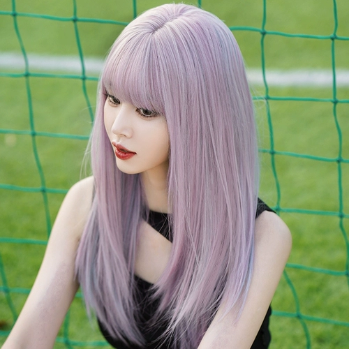 Розово-фиолетовая сетка для волос, сиреневая челка, шлем для парика, прямые волосы, популярно в интернете