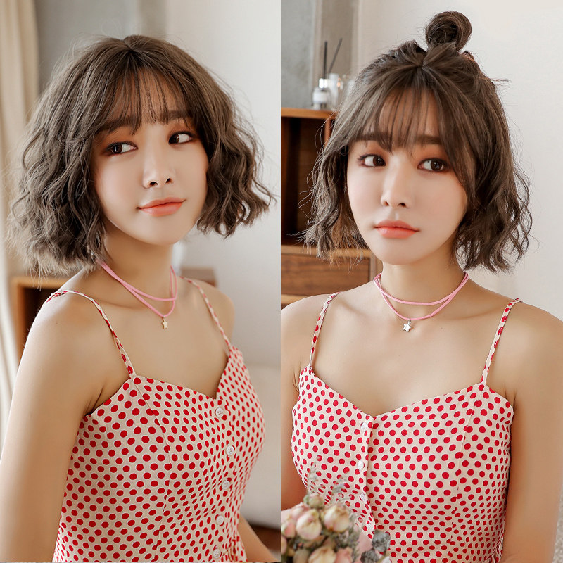 Wig female short hair short curly hair corn hot bobo Korea wave wave head handsome net red round face bubble face curling head