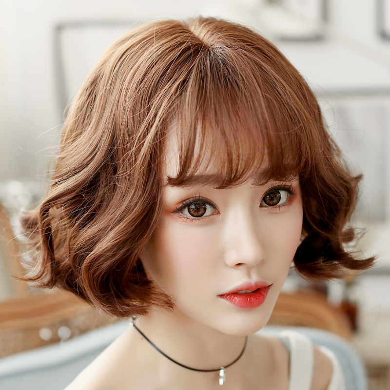 Wig Girls Short Hair Air Bangs Natural Korean Wave Head