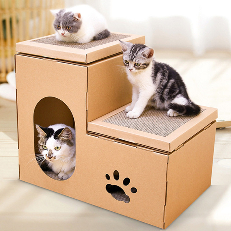 Cat litter house villa claw grinder cat litter four seasons universal double-layer cat house cat house corrugated paper cat litter cat scratching board