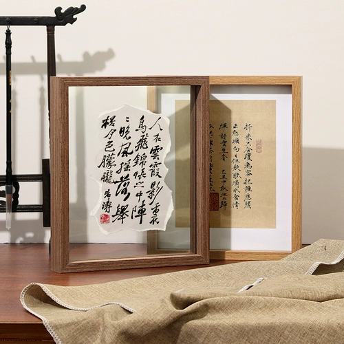 Двусторонняя прозрачная фоторамка в рамке для каллиграфии, украшение стола, каллиграфия и живопись, рамка для живописи, стеклянная кисть в рамке, рамка для каллиграфии