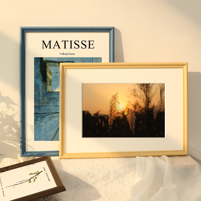 Solid Wood A4 Photo Frame Empty Frame Wall-Mounted 16 Display Frame 8K Picture Frame Mounting 4K Puzzle Frame A3 Frame Blue 20inch