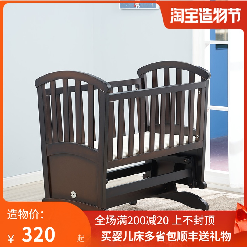 Export to Canada Solid wood crib Newborn cradle bed Small apartment shaker can be moved to sell more provinces