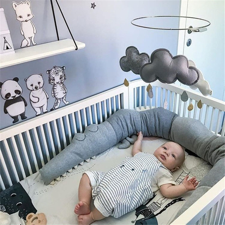 Amazon INS Nordic Crocodile Baby Bed in Gray Protection Children's Collision Prevention Building