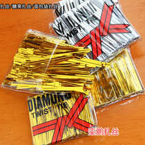 Gold and Silver Tie Plastic Wire Candy Bread Packing Tie 800 Bars